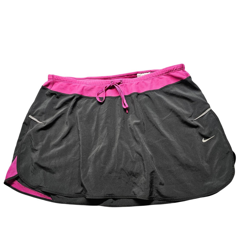 Nike Dri-FIT Running Tennis Skort Womens XL Black Pink Athletic Skirt Activewear